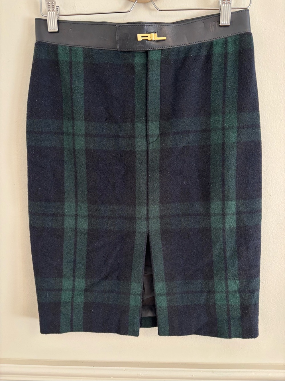 RALPH LAUREN black label Blackwatch Plaid Pencil Skirt - Green/Black